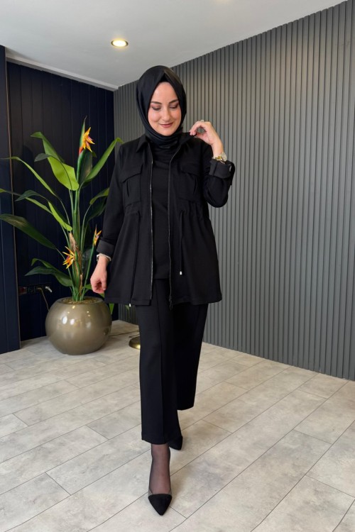 Eslem Rahat Pantolon Takım Siyah