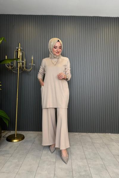 Vildan Rahat Pantolonu Takım Bej