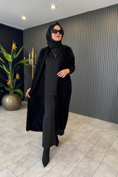 Alvina Peluş Hırka Siyah