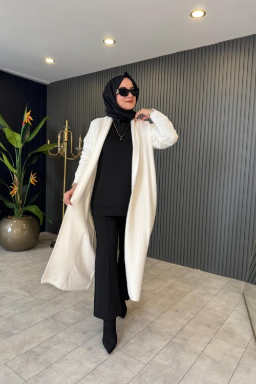 Alvina Peluş Hırka Krem