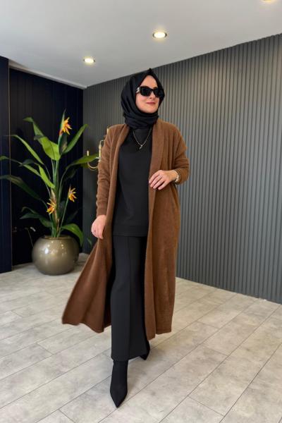 Alvina Peluş Hırka Kahve