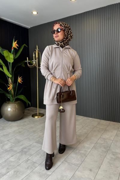 Belden Büzgülü Oysho Takım Bej