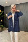 Çift Düğmeli Ceket İndigo Mavi