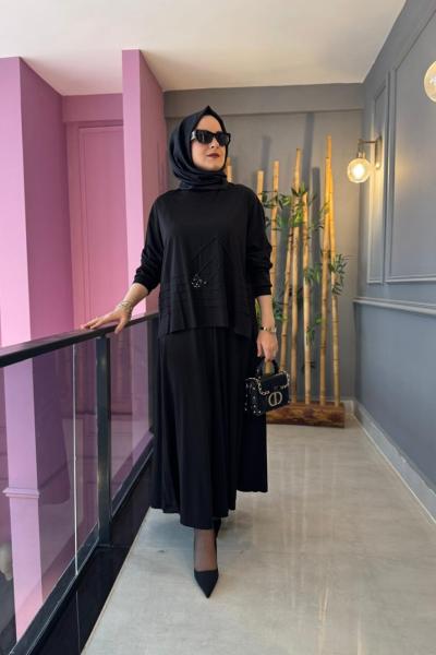 Luna Verev Etekli Takım Siyah