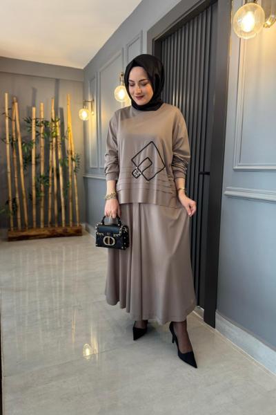 Luna Verev Etekli Takım Vizon