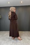 Cep Kapak Detaylı Tensel Etekli Takım Kahverengi