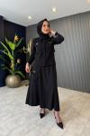 Cep Kapak Detaylı Tensel Etekli Takım Siyah