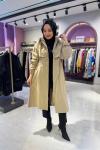 Varaklı Bel Büzgülü Mont Camel