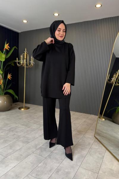 Hüma Rahat Pantolon Takım Siyah
