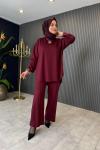 Hüma Rahat Pantolon Takım Bordo