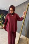 Hüma Rahat Pantolon Takım Bordo
