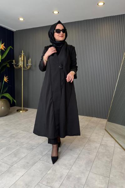 Hüma Belden Bağlamalı Kap Siyah