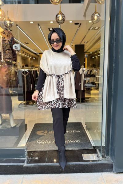 Leopar Garnili Tunik  Bej