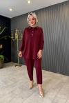 Melina Oysho Pantolonlu Takım Bordo