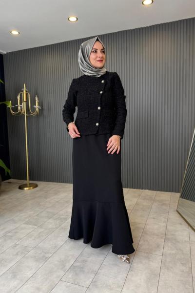 Tüvit Ceket Elbise Siyah