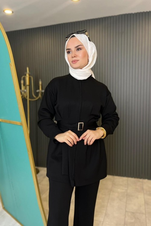 Kemerli Premium Oysho Takım Siyah