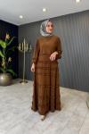 Fırfır Detaylı Efsun Etekli Takım Kahverengi