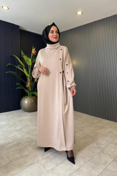 Kol Çıtçıt Detaylı Oysho Elbise Bej