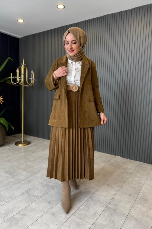 Nubuk Blazer Ceket Haki