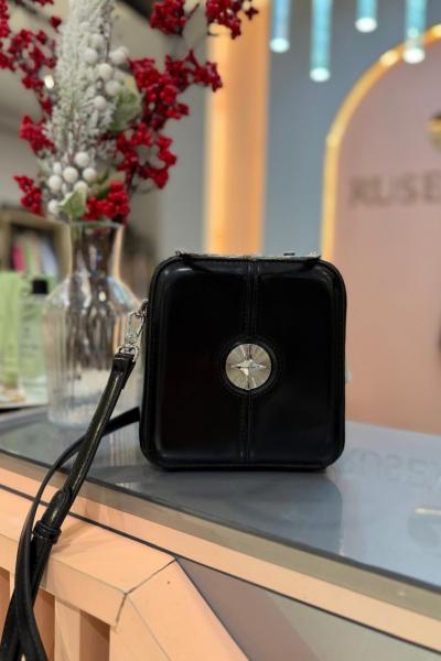 Levidor İthal Deri Metal Askılı Çanta Siyah