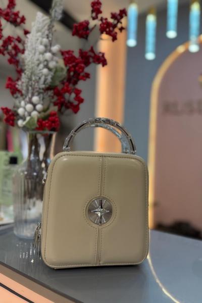 Levidor İthal Deri Metal Askılı Çanta Vizon