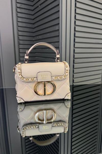 Zincir Detaylı Kulplu Çanta Vizon