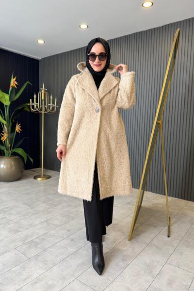 Keçe Oversize Kaban Bej