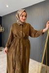 Süet Gömlek Elbise Haki