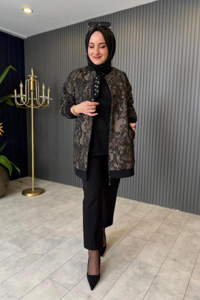 Orhan Taş Detaylı Jakar Ceket Vizon