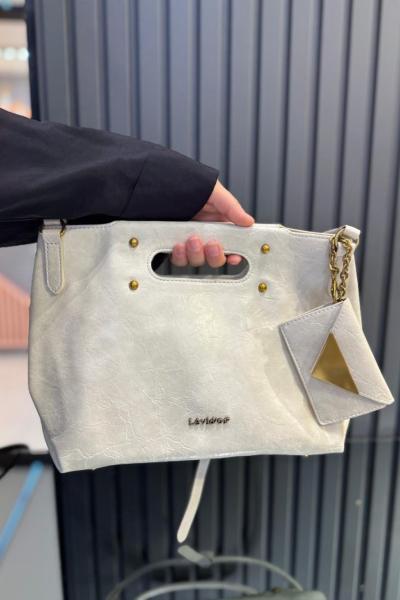 Cüzdan Aksesuarlı El Ve Omuz Çantası Bej