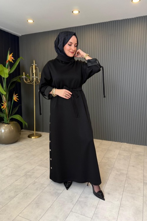 Yanları Çıtçıt Detaylı Oysho Elbise Siyah