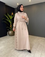 Yanları Çıtçıt Detaylı Oysho Elbise Bej