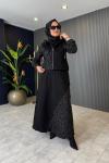 Kot Detaylı Etekli Takım Siyah