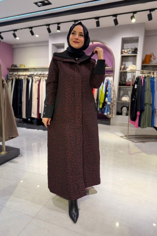 Jakar Desenli Kap Bordo