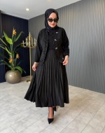 Piliseli Nubuk Etek Siyah