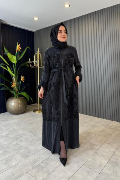 Viyona İpek Kupra Ferace Siyah