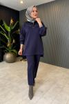 Taş Detaylı Fermuarlı Pantolon Takım  Lacivert