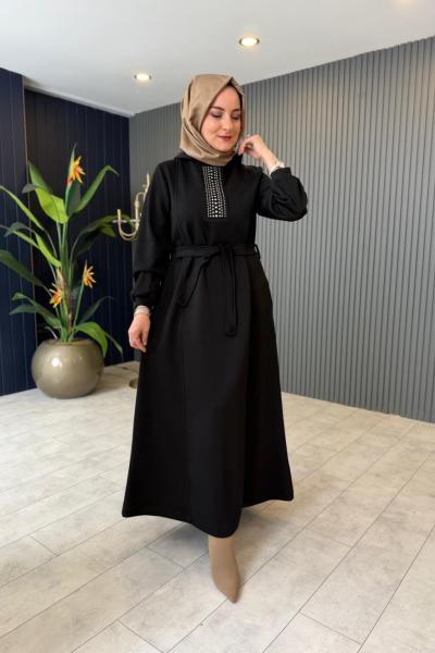 Zımba Taş Detaylı Oysho Elbise Siyah