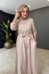 Zımba Taş Detaylı Oysho Elbise Bej