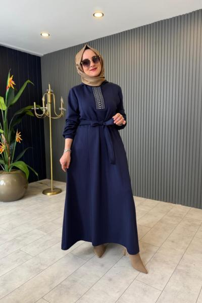 Zımba Taş Detaylı Oysho Elbise Lacivert