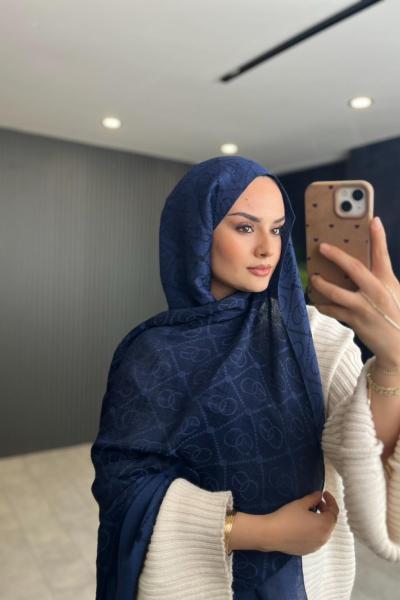 Orhan Desenli Şal Lacivert