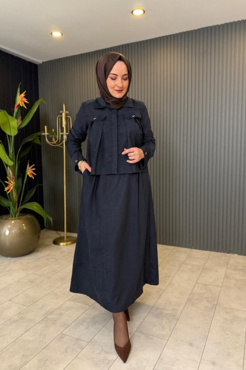Nubuk Etekli Takım Lacivert