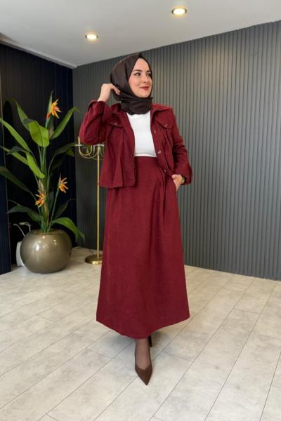 Nubuk Etekli Takım Bordo