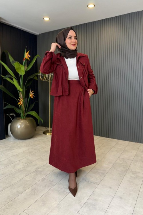 Nubuk Etekli Takım Bordo