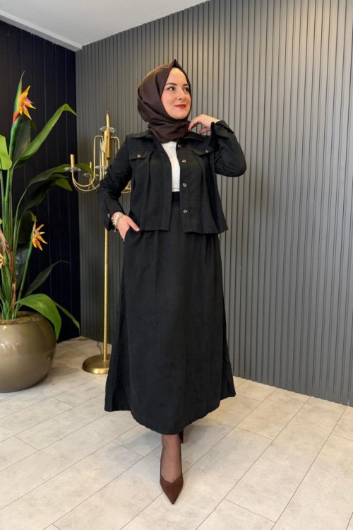 Nubuk Etekli Takım Siyah