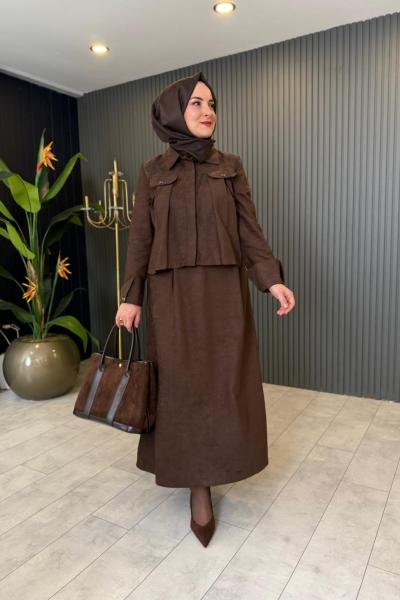 Nubuk Etekli Takım Kahve