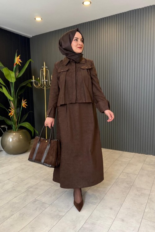 Nubuk Etekli Takım Kahve