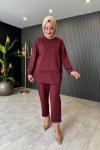 Arkası Çapraz Detaylı Oysho Pantolon Takım Bordo