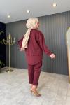 Arkası Çapraz Detaylı Oysho Pantolon Takım Bordo