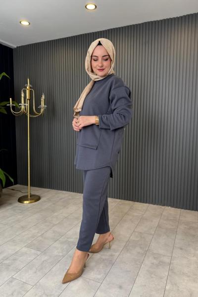 Arkası Çapraz Detaylı Oysho Pantolon Takım Antrasit